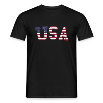 usa flag font vintage - Men's T-Shirt - black - Front - AI Model Male 178 light (178cm)