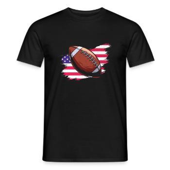 Football patriotique Drapeau américain - T-shirt homme - noir - Devant - AI Model Male 178 light (178cm)