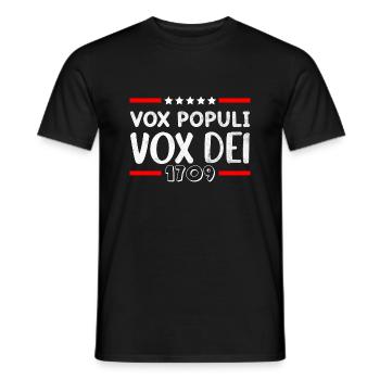 VOX POPULI VOX DEI 1709 - Men's T-Shirt - black - Front - AI Model Male 178 light (178cm)