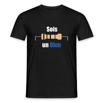Sois un Ohm - Texte Blanc - T-shirt homme - noir - Devant - AI Model Male 178 light (178cm)