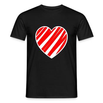 Cœur rayé rouge - Parfait comme cadeau - T-shirt homme - noir - Devant - AI Model Male 178 light (178cm)