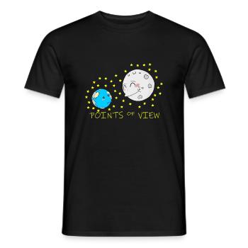 Cute Moon and Earth Positive Points of View Design - Men's T-Shirt - black - Front - AI Model Male 178 light (178cm)