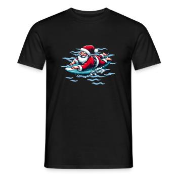 Surfender Weihnachtsmann - Männer T-Shirt - Schwarz - Vorne - AI Model Male 178 light (178cm)