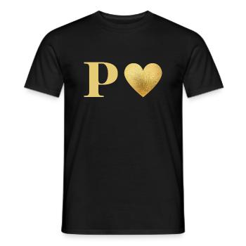 Letter p golden heart - Men's T-Shirt - black - Front - AI Model Male 178 light (178cm)