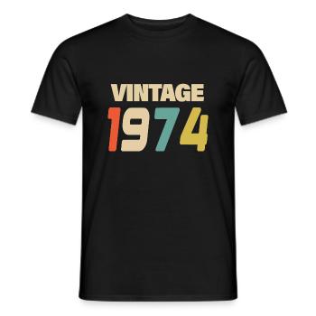 1974 Vintage Retro Classique 1974 - T-shirt homme - noir - Devant - AI Model Male 178 light (178cm)