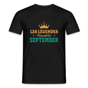 The Legends are born in September - Men's T-Shirt - black - Front - AI Model Male 178 light (178cm)