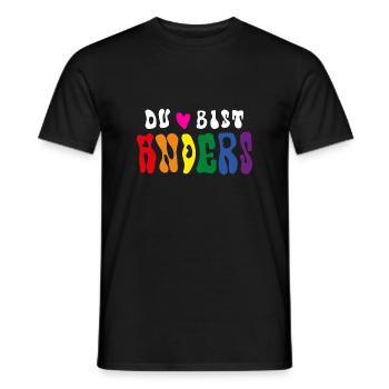 DU BIST ANDERS (Regenbogenfahne / LGBTQ) - Männer T-Shirt - Schwarz - Vorne - AI Model Male 178 light (178cm)