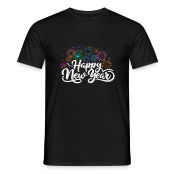 Happy New Year - Celebrate 2025 Fireworks - Men's T-Shirt - black - Front - AI Model Male 178 light (178cm)