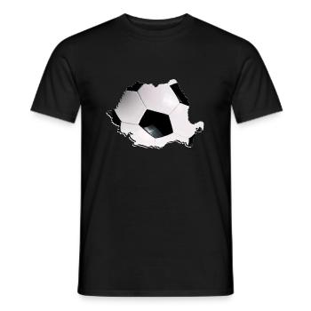 La carte de la Roumanie encadre le vrai football - T-shirt homme - noir - Devant - AI Model Male 178 light (178cm)