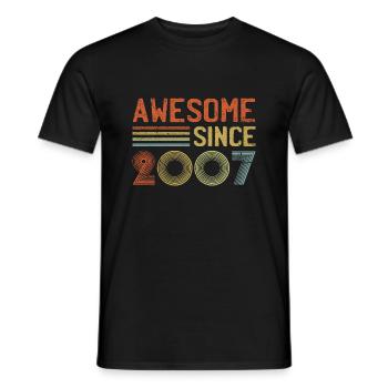 Génial depuis 2007" - Rétro Vintage 18e anniversaire - T-shirt homme - noir - Devant - AI Model Male 178 light (178cm)