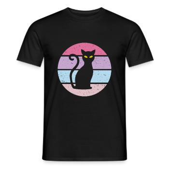 Cat retro gift idea - Men's T-Shirt - black - Front - AI Model Male 178 light (178cm)