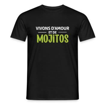 Vivons d'amour et de mojitos - T-shirt homme - noir - Devant - AI Model Male 178 light (178cm)