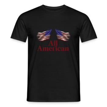 All American - Men's T-Shirt - black - Front - AI Model Male 178 light (178cm)