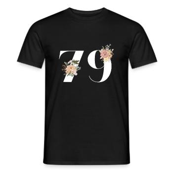 Blumen zum 79-jährigen Jubiläum (Geschenk von 79 Jahren) - Männer T-Shirt - Schwarz - Vorne - AI Model Male 178 light (178cm)