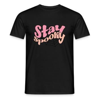 Halloween PNG PINK STAY SPOOKY WEB - Men's T-Shirt - black - Front - AI Model Male 178 light (178cm)
