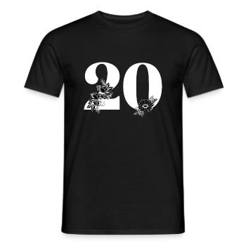 Numéro 20 floral noir -20e anniversaire floral - T-shirt homme - noir - Devant - AI Model Male 178 light (178cm)