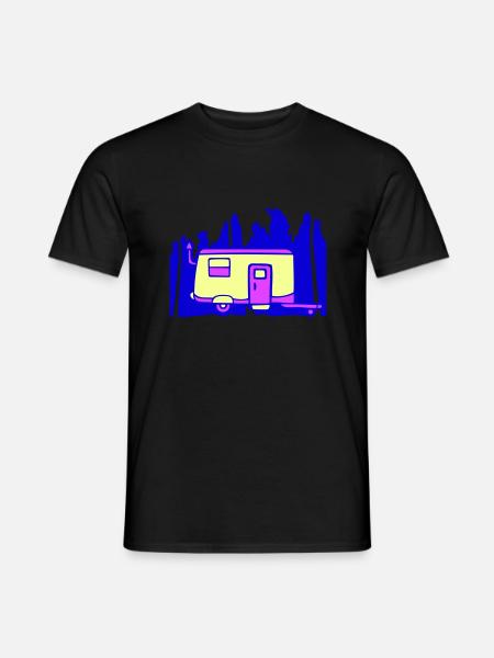 Wohnwagen Palmen Erholung Urlaub Outdoor Camper - Männer T-Shirt - Schwarz