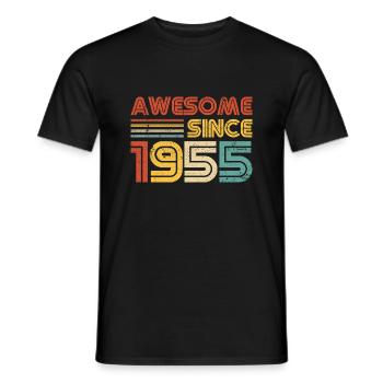 Awesome Since 1955" - Vintage Birthday Year Retro - Men's T-Shirt - black - Front - AI Model Male 178 light (178cm)