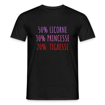 Licorne Princesse et Tigresse - T-shirt homme - noir - Devant - AI Model Male 178 light (178cm)