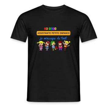je suis assistante petite enfance - Men's T-Shirt - black - Front - AI Model Male 178 light (178cm)