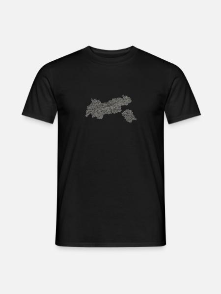 Tyrol Topography Map Mountains - Men's T-Shirt - black