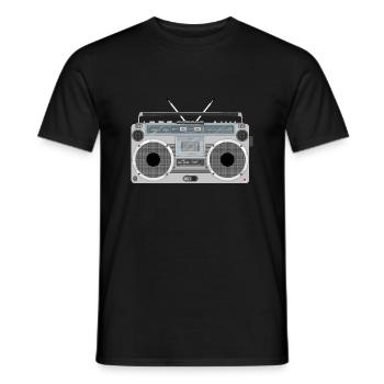 Ghetto blaster retro - Men's T-Shirt - black - Front - AI Model Male 178 light (178cm)