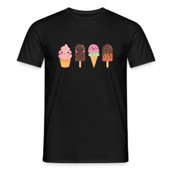 Kawaii Ice Cream - Sweet Ice Cream Faces - Men's T-Shirt - black - Front - AI Model Male 178 light (178cm)