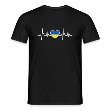 Ukraine heartbeat Ukrainian flag - Männer T-Shirt - Schwarz - Vorne - AI Model Male 178 light (178cm)