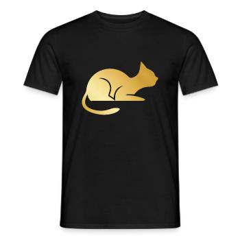 Chat en or minimalist - T-shirt homme - noir - Devant - AI Model Male 178 light (178cm)