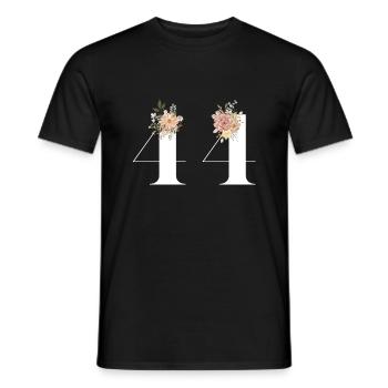 44e anniversaire fleuris (Cadeau de 44 ans) - T-shirt homme - noir - Devant - AI Model Male 178 light (178cm)