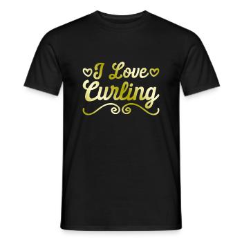 I love curling - Men's T-Shirt - black - Front - AI Model Male 178 light (178cm)