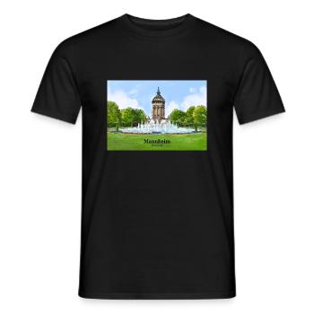 Wasserturm Mannheim Aquarell - Männer T-Shirt - Schwarz - Vorne - AI Model Male 178 light (178cm)