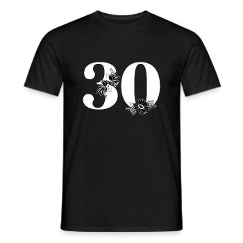 Nummer 30 Schwarze Blumen - 30. Blumenjubiläum - Männer T-Shirt - Schwarz - Vorne - AI Model Male 178 light (178cm)