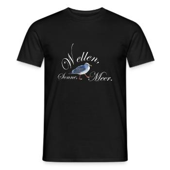 Sonne Wellen Meer Möwe Sylt Amrum Hiddensee - Männer T-Shirt - Schwarz - Vorne - AI Model Male 178 light (178cm)
