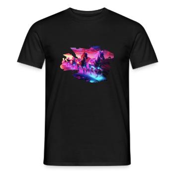 Elektrische Herde - Synthwave Horses - Männer T-Shirt - Schwarz - Vorne - AI Model Male 178 light (178cm)