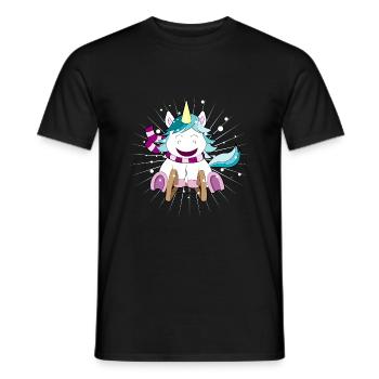 Einhorn auf Schlitten Weihnachten - Männer T-Shirt - Schwarz - Vorne - AI Model Male 178 light (178cm)