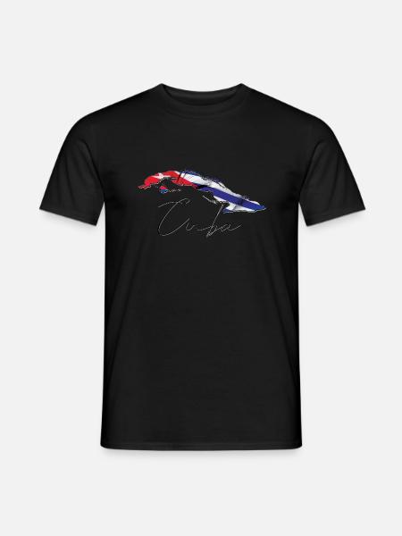 Kuba Flagge in der Kuba Landkarte EN - Männer T-Shirt - Schwarz