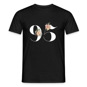 95th Anniversary flowers (Gift of 95 years) - Men's T-Shirt - black - Front - AI Model Male 178 light (178cm)