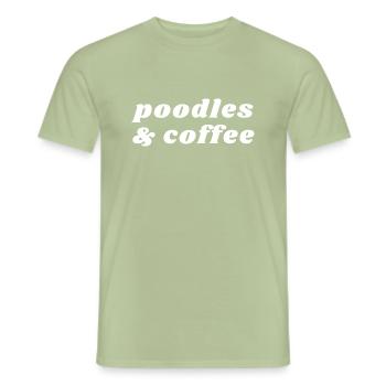 Caniches & Café - Caféine - T-shirt homme - vert sauge - Devant - AI Model Male 178 light (178cm)