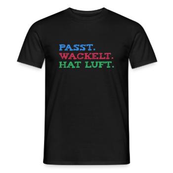 Passt wackelt und hat luft | Handwerker Spruch - Männer T-Shirt - Schwarz - Vorne - AI Model Male 178 light (178cm)