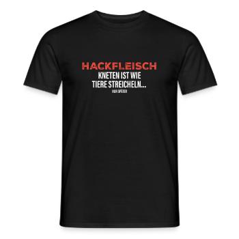 Hackfleisch kneten ist wie Tiere streicheln... - Männer T-Shirt - Schwarz - Vorne - AI Model Male 178 light (178cm)
