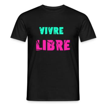 Vivre libre - T-shirt homme - noir - Devant - AI Model Male 178 light (178cm)
