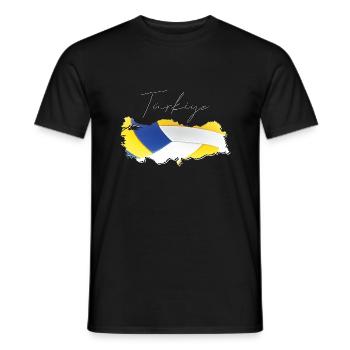Turkey Türkiye Map Framed Volleyball TR - Men's T-Shirt - black - Front - AI Model Male 178 light (178cm)