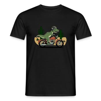 T-Rex on a Motorcycle - Men's T-Shirt - black - Front - AI Model Male 178 light (178cm)