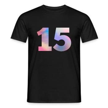 Bunte Zahl 15 - Männer T-Shirt - Schwarz - Vorne - AI Model Male 178 light (178cm)