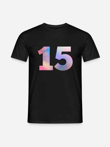 Bunte Zahl 15 - Männer T-Shirt - Schwarz
