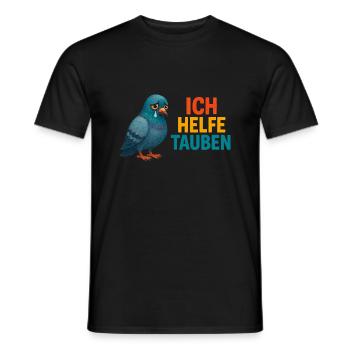 I help pigeons - Men's T-Shirt - black - Front - AI Model Male 178 light (178cm)