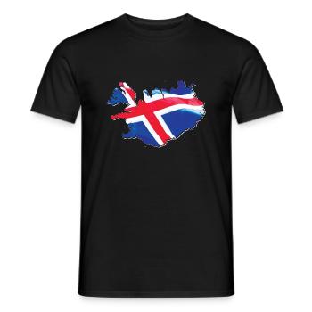 Island Flagge in der Island Landkarte - Männer T-Shirt - Schwarz - Vorne - AI Model Male 178 light (178cm)
