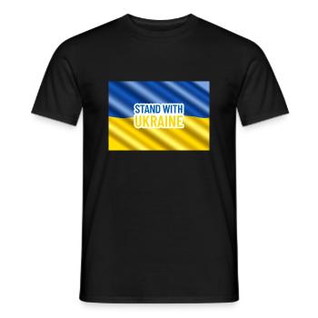 Flag Ukraine, Support Ukraine, with Ukraine - Men's T-Shirt - black - Front - AI Model Male 178 light (178cm)