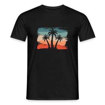 Beach Style: Retro Palmen einsame Insel Design - Männer T-Shirt - Schwarz - Vorne - AI Model Male 178 light (178cm)
